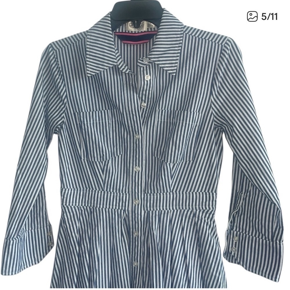 Eliza J Navy and white Striped Fit and Flare Dress Size 4 - Picture 5 of 12